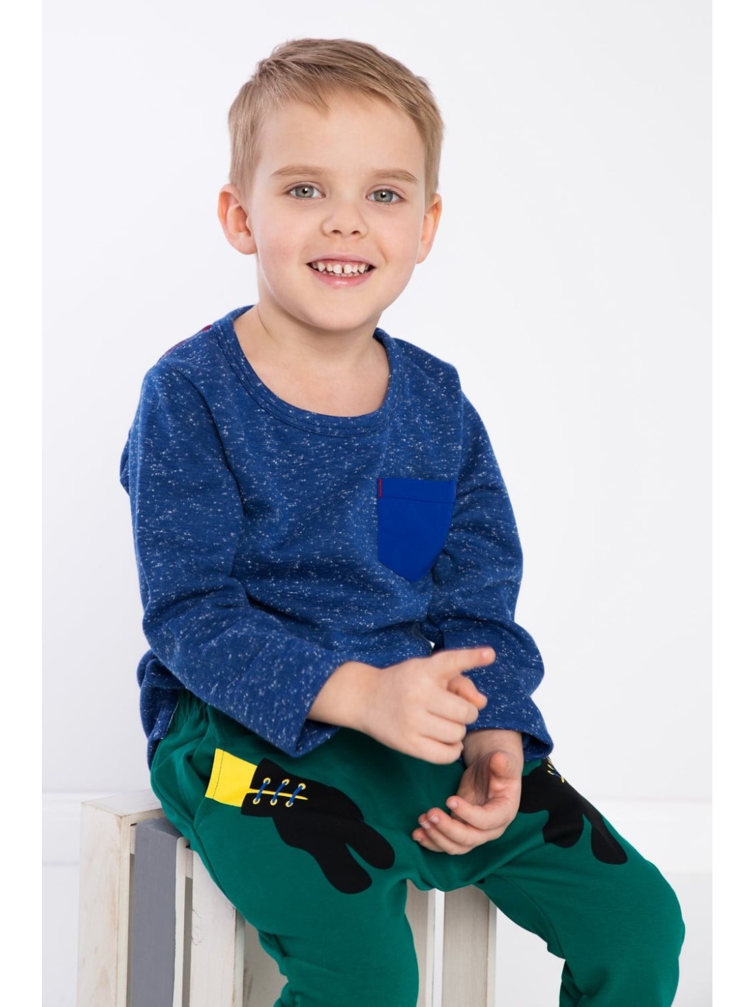 Blue boys\' blouse with a pocket DZ9027 - Online store - Boutique